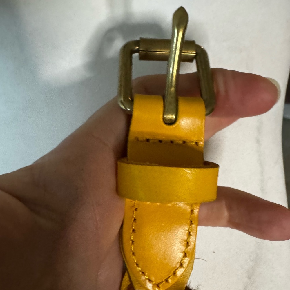 J.Crew Two Braided Leather Belts | Orange & Yellow Woven Brasstone Buckle S/M - Picture 6 of 7